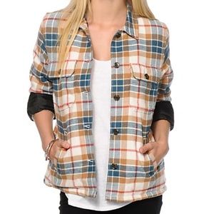 Obey Plaid Flannel Jacket with Quilted Lining Ladies XXS EUC